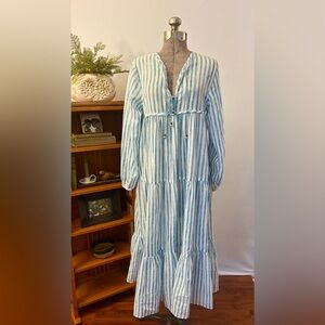 Emerson Fry MIDI Dress Heirloom Blue SMALL Cotton Easy Breezy Comfort RARE